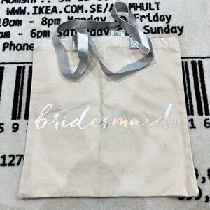 Set of 2 - ROSANNA 'Bridesmaid' Canvas Tote Shopping Bag, Cream (x2)